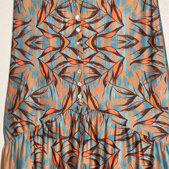 C Dear Colorful Boho Chic Maxi Pull-on Tiered Skirt Office Career Elastic NWT - Picture 5 of 16